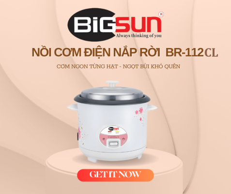 nồi cơm điện gia đình nắp rời bigsun model BR-112CL